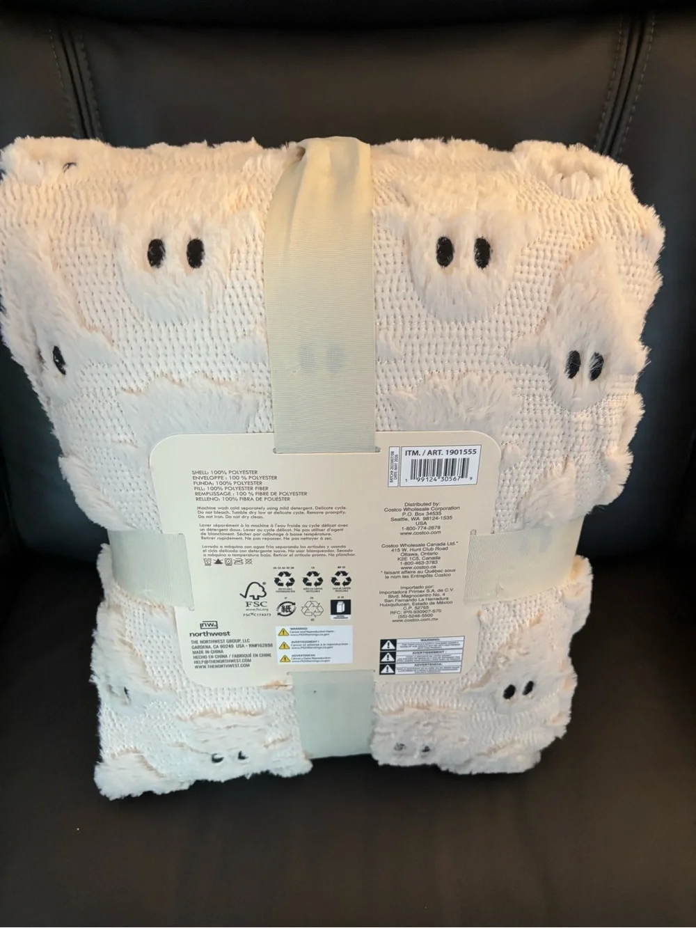 Costco Halloween Faux Fur Throw 60x70 NWT ghost
